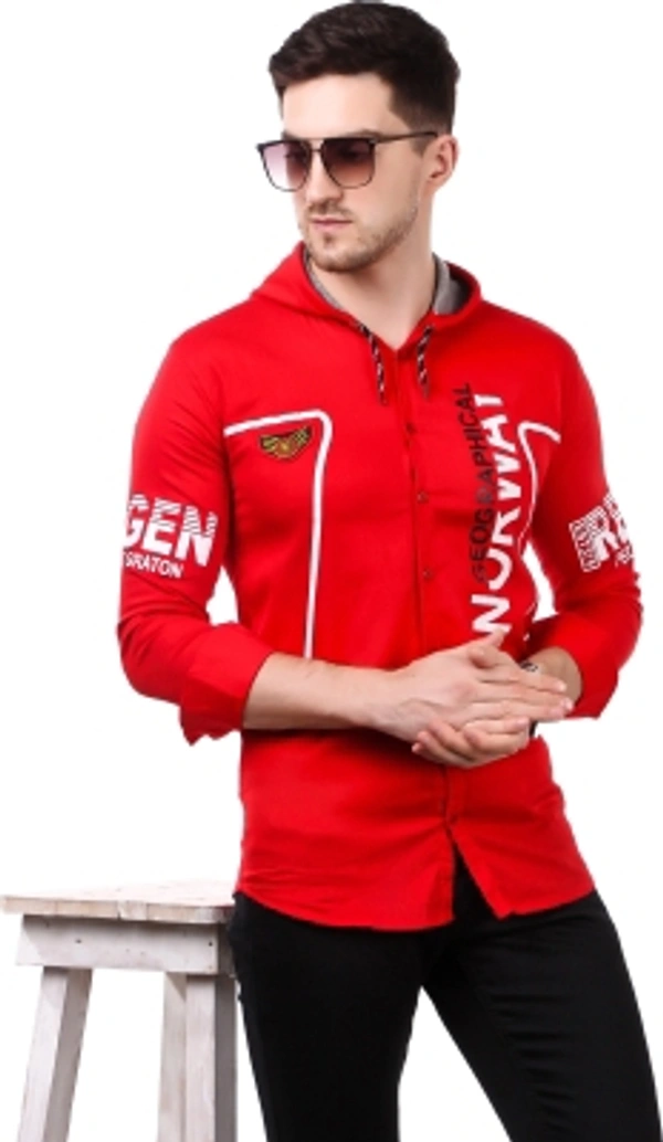 men printed Casual red shirt  - red, S M L XL