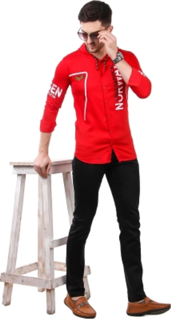 men printed Casual red shirt  - red, S M L XL