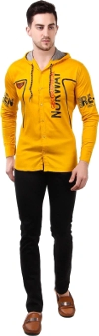 men printed Casual red shirt  - yellow, S M L XL