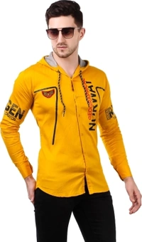 men printed Casual red shirt  - yellow, S M L XL