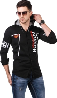 men printed Casual red shirt  - black, S M L XL