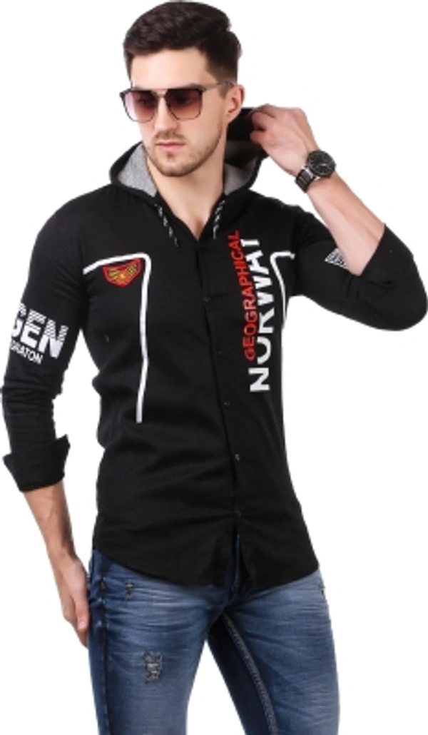 men printed Casual red shirt  - black, S M L XL