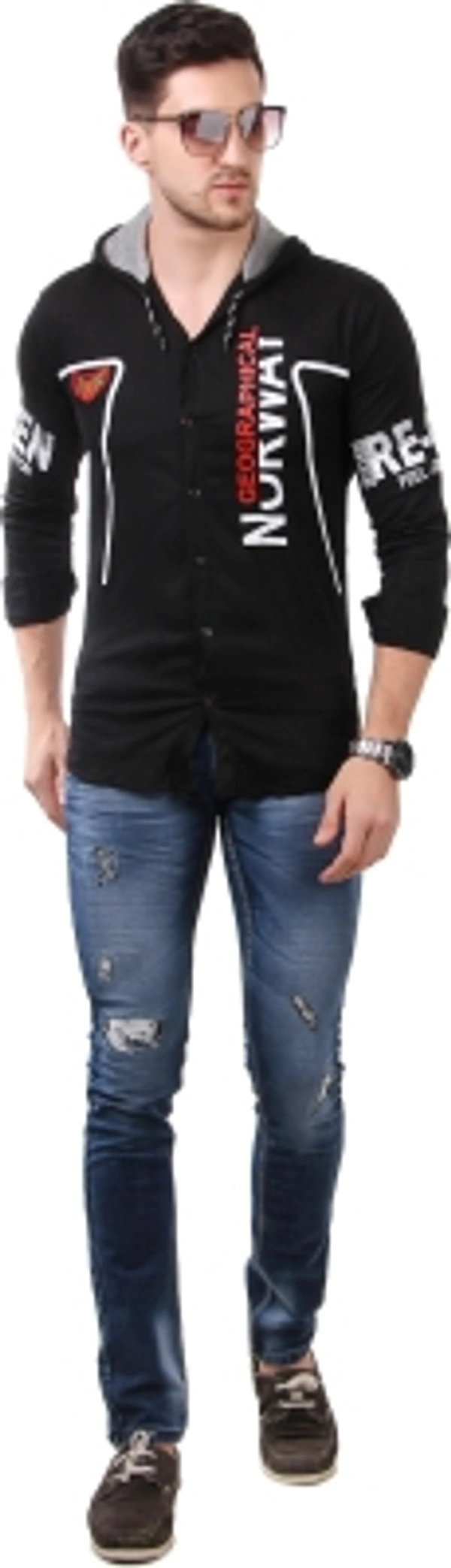 men printed Casual red shirt  - black, S M L XL