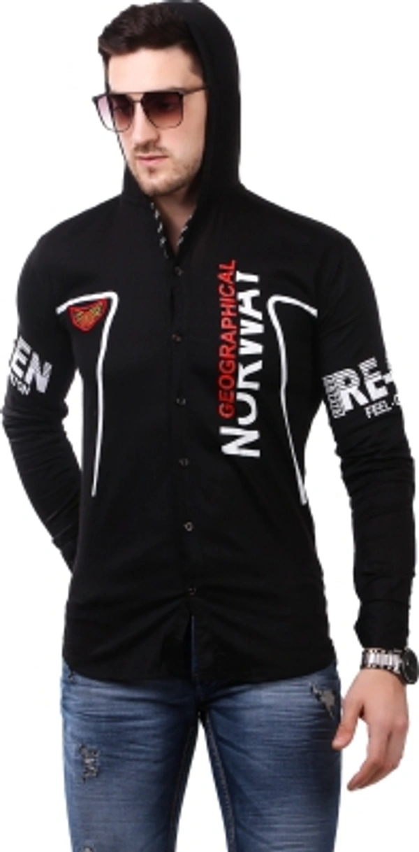 men printed Casual red shirt  - black, S M L XL