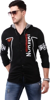 men printed Casual red shirt  - black, S M L XL