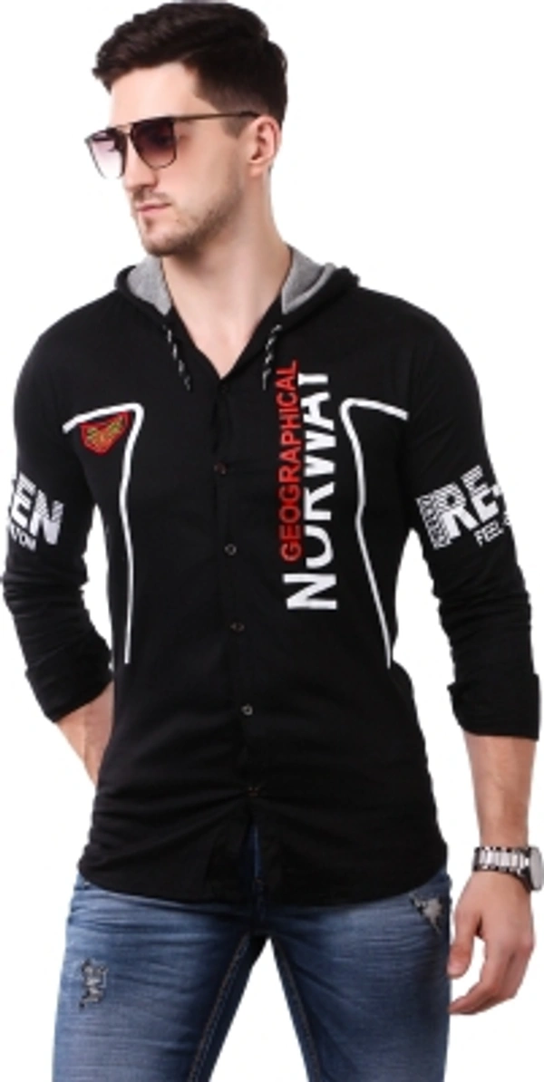 men printed Casual red shirt  - black, S M L XL