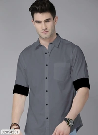 Cotton Solid Full Sleeves Men Casual Shirt  - maroon, M L XL