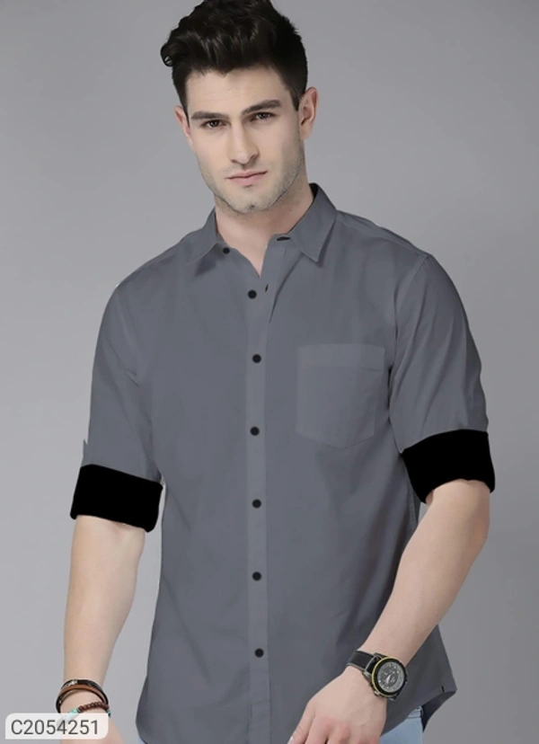Cotton Solid Full Sleeves Men Casual Shirt  - maroon, M L XL