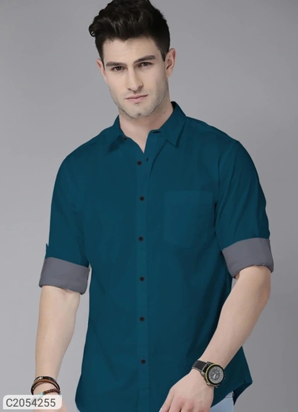 Cotton Solid Full Sleeves Men Casual Shirt  - maroon, M L XL