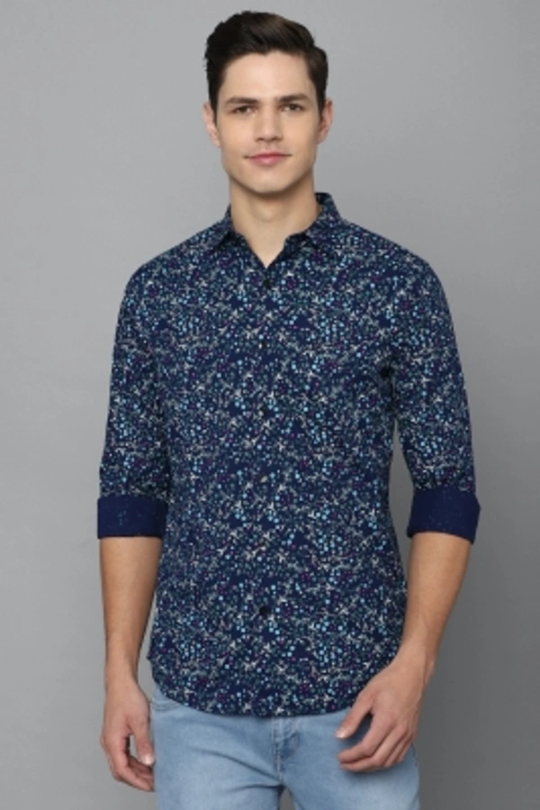 Allen Solly Men Printed Casual Dark Blue Shirt - blue, 38 39 40  42 44 46