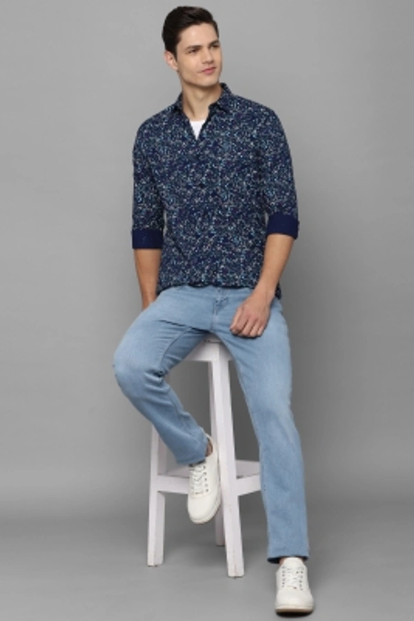 Allen Solly Men Printed Casual Dark Blue Shirt - blue, 38 39 40  42 44 46