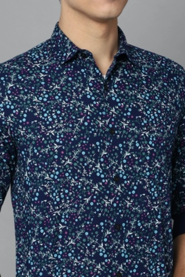 Allen Solly Men Printed Casual Dark Blue Shirt - blue, 38 39 40  42 44 46