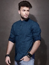 Roadster Men Self Design Casual Blue Shirt - blue, S M L XL XXL