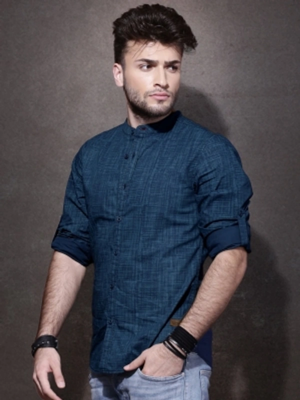 Roadster Men Self Design Casual Blue Shirt - blue, S M L XL XXL