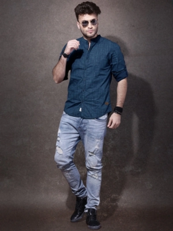 Roadster Men Self Design Casual Blue Shirt - blue, S M L XL XXL