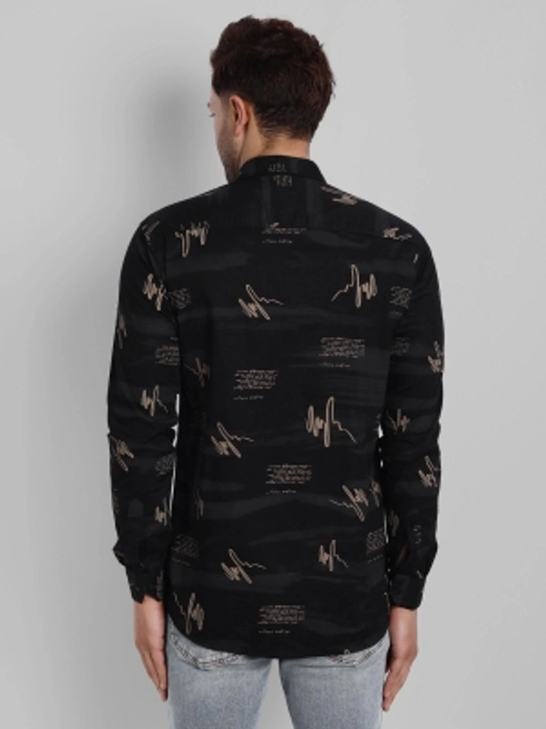 Majestic Man Men Printed Casual Black Shirt - black, M L XL