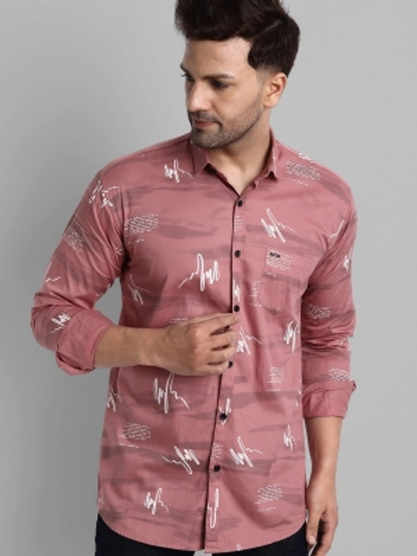 Majestic Man Men Printed Casual Black Shirt - pink, M L XL