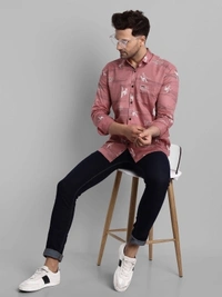 Majestic Man Men Printed Casual Black Shirt - pink, M L XL