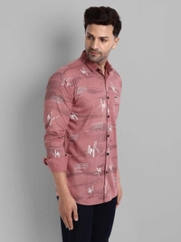 Majestic Man Men Printed Casual Black Shirt - pink, M L XL