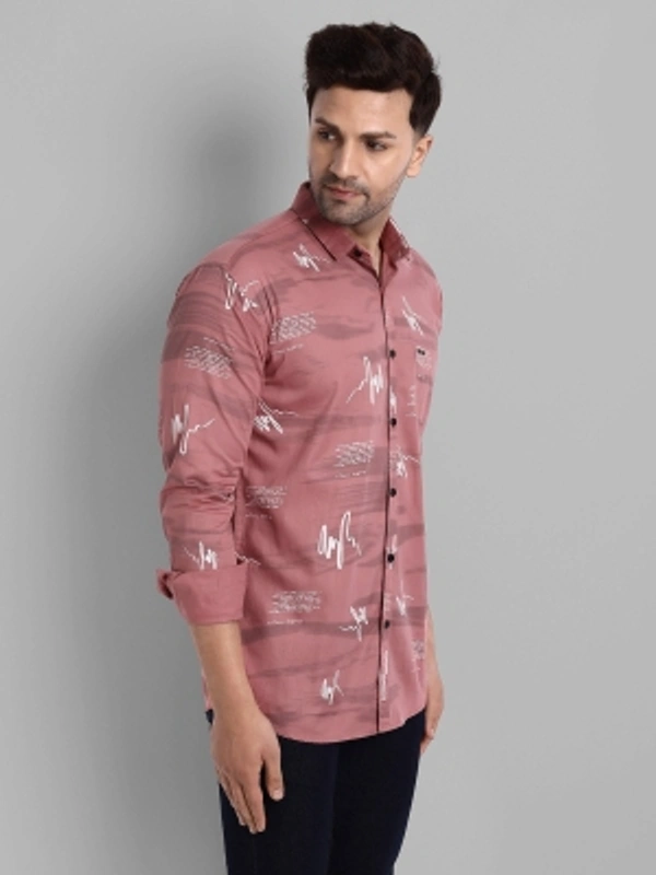 Majestic Man Men Printed Casual Black Shirt - pink, M L XL
