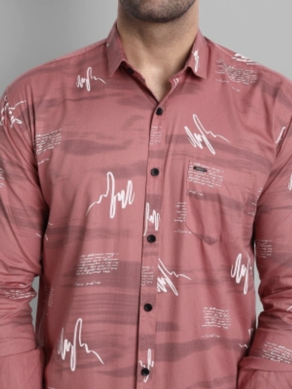 Majestic Man Men Printed Casual Black Shirt - pink, M L XL