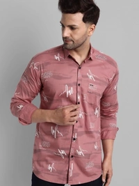 Majestic Man Men Printed Casual Black Shirt - pink, M L XL
