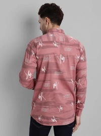 Majestic Man Men Printed Casual Black Shirt - pink, M L XL