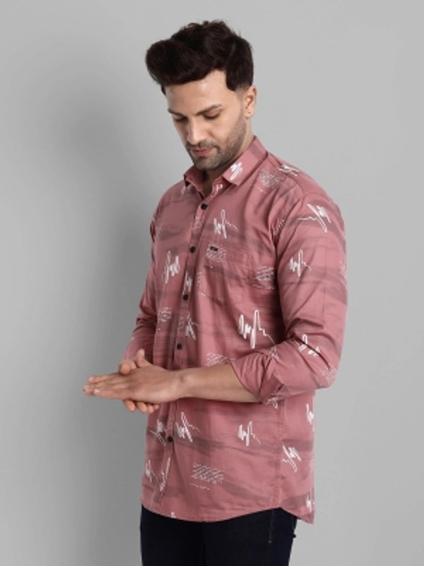Majestic Man Men Printed Casual Black Shirt - pink, M L XL