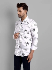 Majestic Man Men Printed Casual Black Shirt - white, M L XL