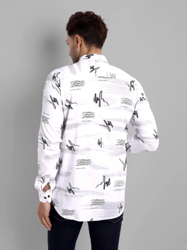 Majestic Man Men Printed Casual Black Shirt - white, M L XL