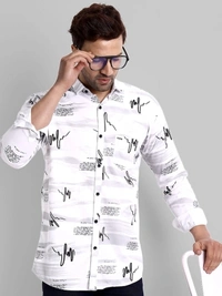 Majestic Man Men Printed Casual Black Shirt - white, M L XL