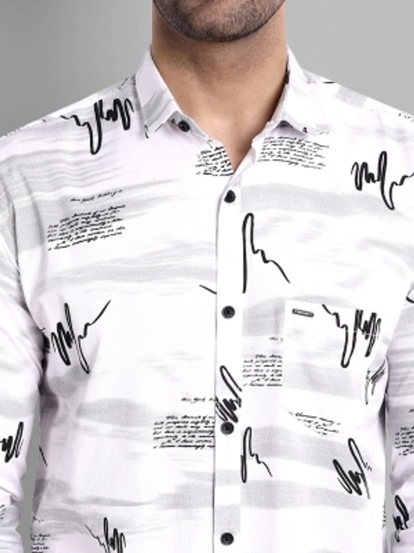 Majestic Man Men Printed Casual Black Shirt - white, M L XL