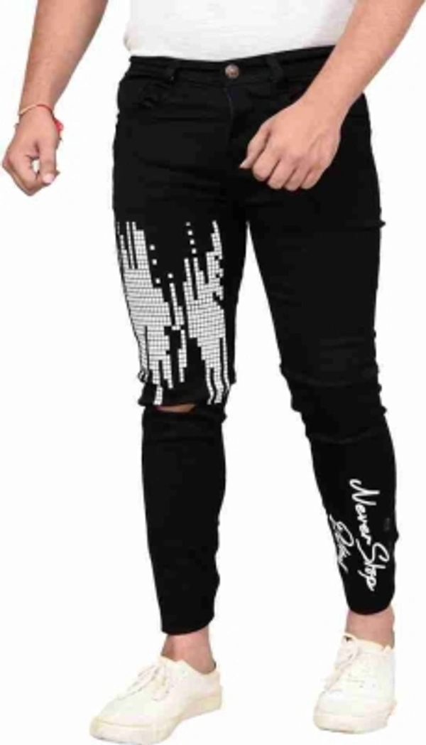 Styzon Slim Men Black Jeans - 28 30 32 34, black white