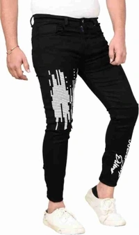 Styzon Slim Men Black Jeans - 28 30 32 34, black white