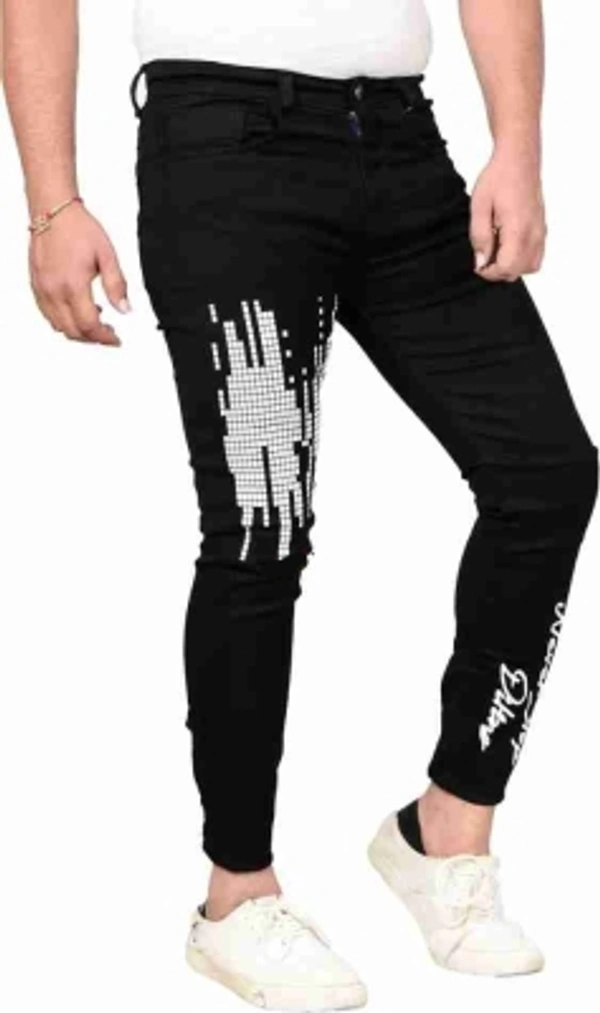Styzon Slim Men Black Jeans - 28 30 32 34, black white