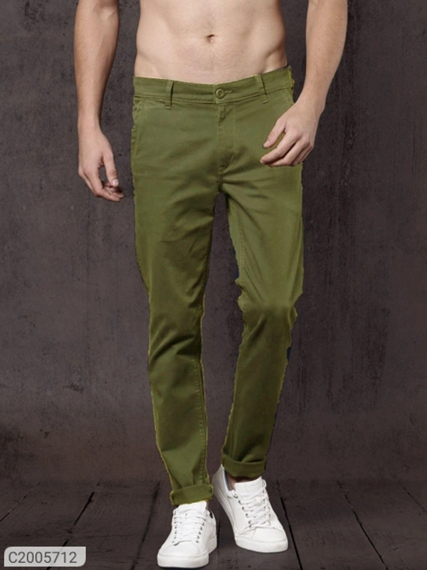 *Product Name:* Cotton Solid Slim Fit Casual Chinos*Details:*Product Name: Cotton Solid Slim Fit Casual Chinos - Green, 28 30 32 34