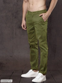 *Product Name:* Cotton Solid Slim Fit Casual Chinos*Details:*Product Name: Cotton Solid Slim Fit Casual Chinos - Green, 28 30 32 34