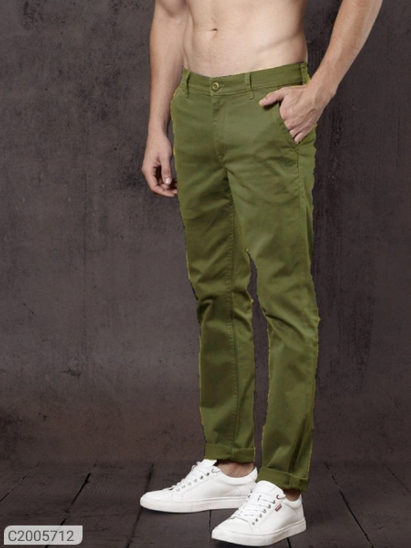 *Product Name:* Cotton Solid Slim Fit Casual Chinos*Details:*Product Name: Cotton Solid Slim Fit Casual Chinos - Green, 28 30 32 34