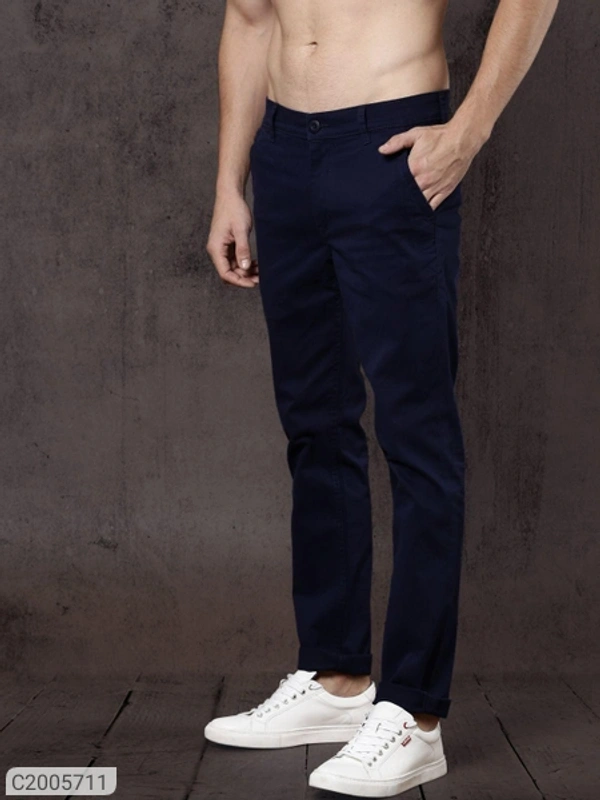 *Product Name:* Cotton Solid Slim Fit Casual Chinos*Details:*Product Name: Cotton Solid Slim Fit Casual Chinos - navy blue, 28 30 32 34