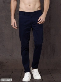 *Product Name:* Cotton Solid Slim Fit Casual Chinos*Details:*Product Name: Cotton Solid Slim Fit Casual Chinos - navy blue, 28 30 32 34