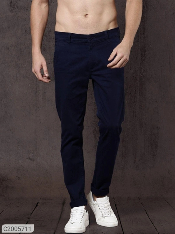 *Product Name:* Cotton Solid Slim Fit Casual Chinos*Details:*Product Name: Cotton Solid Slim Fit Casual Chinos - navy blue, 28 30 32 34