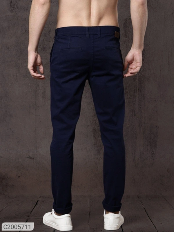 *Product Name:* Cotton Solid Slim Fit Casual Chinos*Details:*Product Name: Cotton Solid Slim Fit Casual Chinos - navy blue, 28 30 32 34
