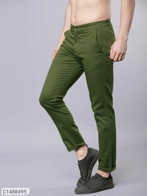 Catalog Name:* Cotton Solid Slim Fit Casual Chinos Vol-2 - Multicolor, 28 30 32 34