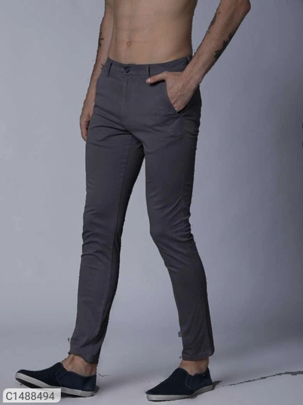 Catalog Name:* Cotton Solid Slim Fit Casual Chinos Vol-2 - Multicolor, 28 30 32 34