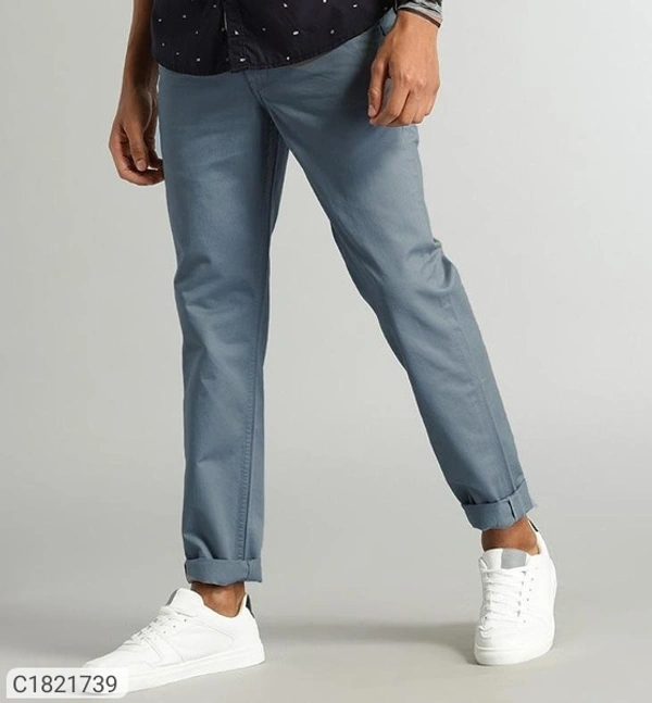 Catalog Name:* Cotton Solid Slimt Fit Casual Trouser - Grey, 28 30 32 34