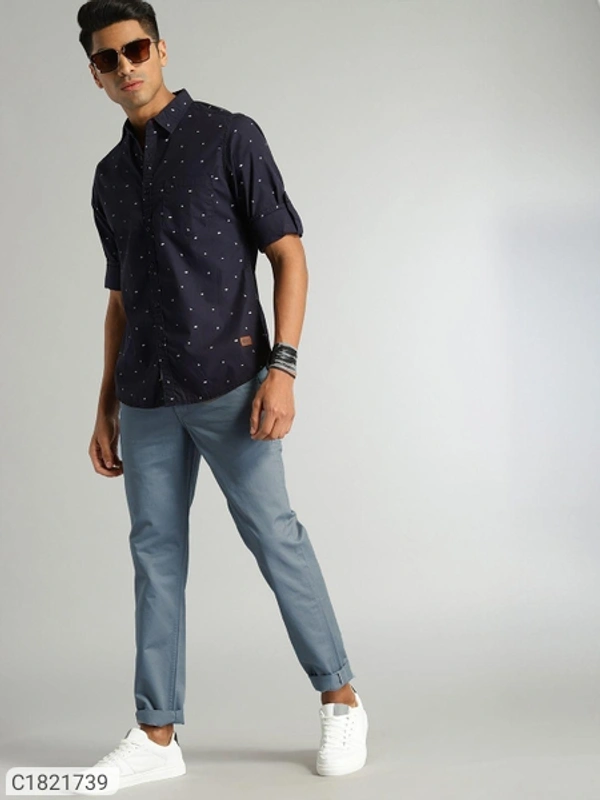 Catalog Name:* Cotton Solid Slimt Fit Casual Trouser - Grey, 28 30 32 34