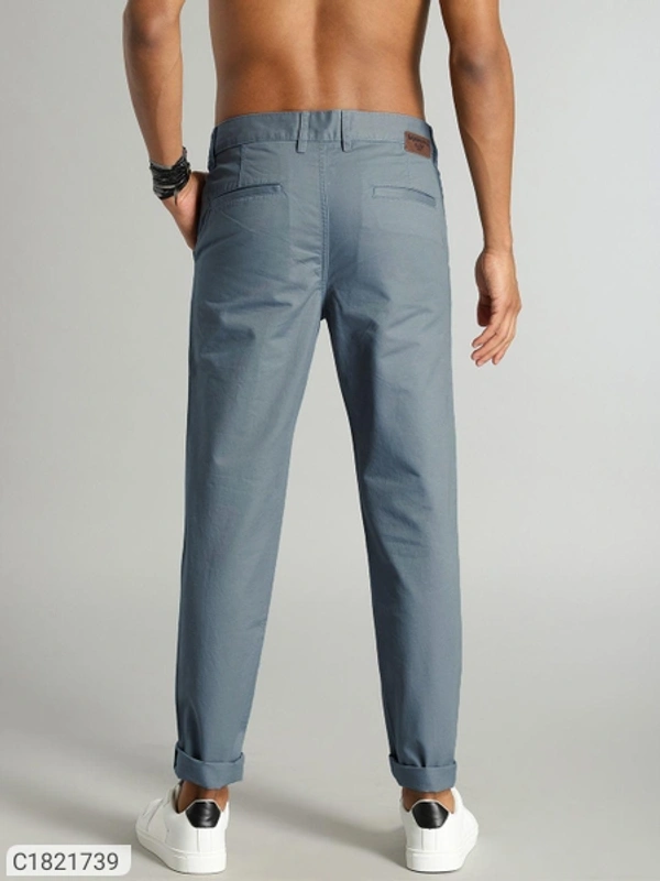Catalog Name:* Cotton Solid Slimt Fit Casual Trouser - Grey, 28 30 32 34