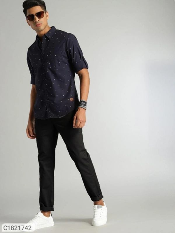 Catalog Name:* Cotton Solid Slimt Fit Casual Trouser - Black, 28 30 32 34