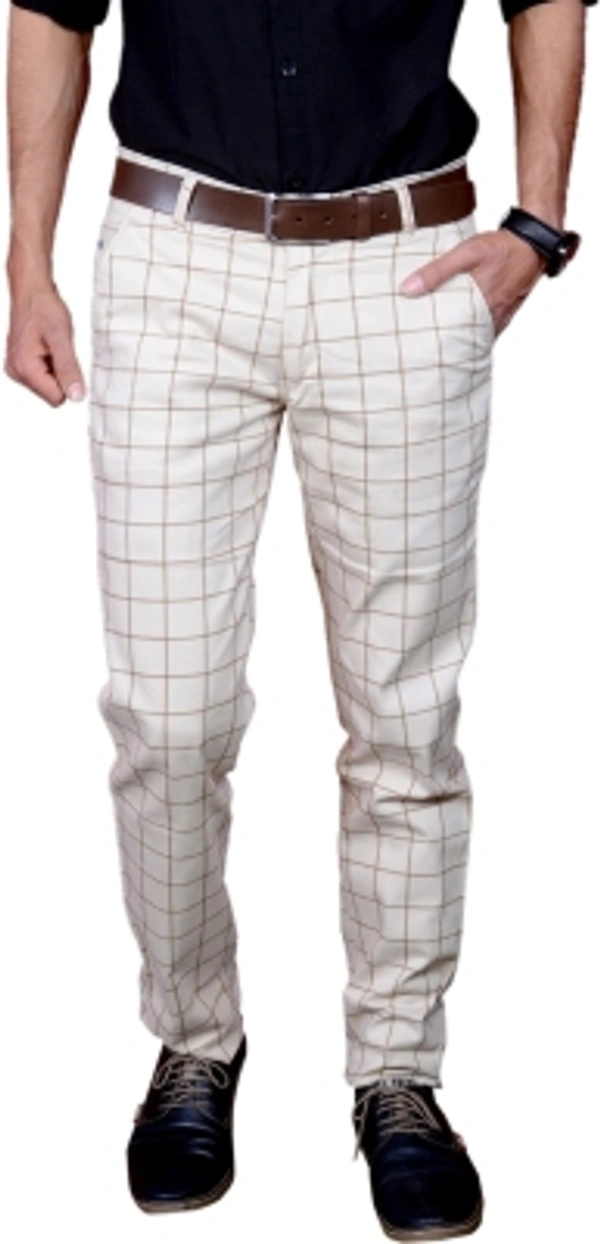 PROTOCOL Slim Fit Men Trousers - Cream, 28 30 32 34 36