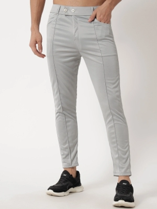 Regular Fit Men Blue Trousers - Grey, 28 30 32 34